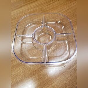 Guzzini Chip-n-Dip Party Tray  - Made in Italy Clear Acrylic 12.5 X 12.5 Inches